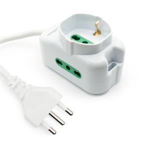 Multipresa 3 ingressi, 1 BIPASSO/SCHUKO e 2 BIPASSO, spina italiana 16A