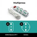 Multipresa 9 ingressi, 3 BIPASSO/SCHUKO e 6 BIPASSO, spina italiana, con interruttore generale