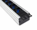Multipresa 6 posti con interruttore generale per armadi rack, 6 ingressi 10A/16A Schuko, con attacco laterale