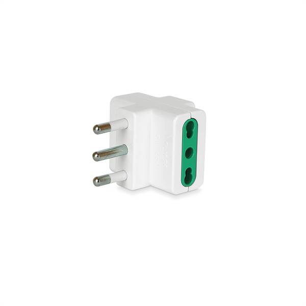 Adattattore triplo spina 16A 2P+T, 3 prese 10/16A, colore bianco