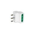 Adattattore triplo spina 16A 2P+T, 3 prese 10/16A, colore bianco