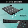 Mensola estraibile per armadi rack 19 profondità 345mm, colore nero