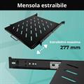 Mensola estraibile per armadi rack 19 profondità 530mm, colore nero