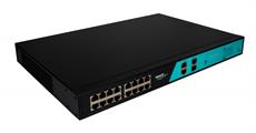 Switch 16 porte fast PoE, 2 porte uplink gigabit, 2 porte SFP fino a 250 metri, con funzione VLAN