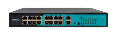 Switch 16 porte fast PoE, 2 porte uplink gigabit, fino a 250 metri, con funzione VLAN