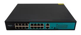 Switch 16 porte fast PoE, 2 porte uplink gigabit, fino a 250 metri, con funzione VLAN