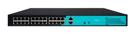 Switch 24 porte fast PoE, 2 porte uplink gigabit, fino a 250 metri, con funzione VLAN