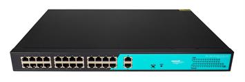 Switch 24 porte fast PoE, 2 porte uplink gigabit, fino a 250 metri, con funzione VLAN