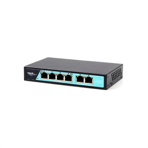 Switch 4 porte fast PoE, 2 porte uplink fast, fino a 250 metri, con funzione VLAN