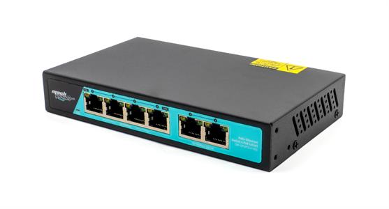 Switch 4 porte fast PoE, 2 porte uplink fast, fino a 250 metri, con funzione VLAN