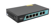 Switch 4 porte fast PoE, 2 porte uplink fast, fino a 250 metri, con funzione VLAN