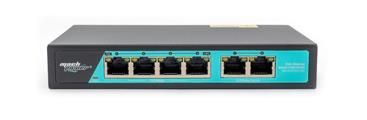 Switch 4 porte fast PoE, 2 porte uplink fast, fino a 250 metri, con funzione VLAN