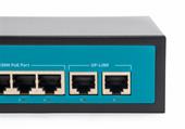 Switch 4 porte fast PoE, 2 porte uplink fast, fino a 250 metri, con funzione VLAN
