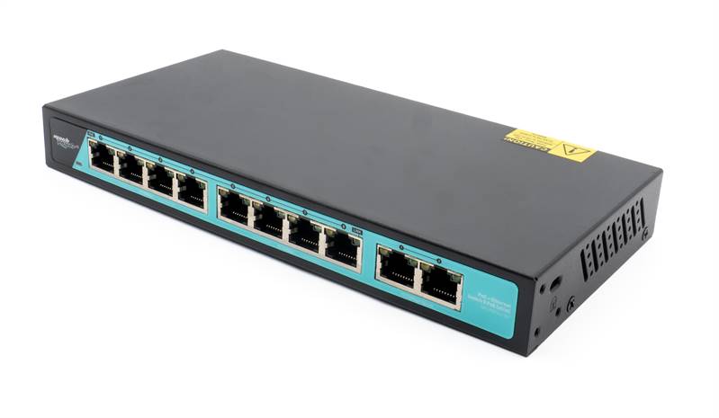 Switch 8 porte fast PoE, 2 porte uplink , fino a 250 metri, con funzione VLAN