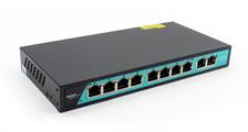 Switch 8 porte fast PoE, 2 porte uplink , fino a 250 metri, con funzione VLAN