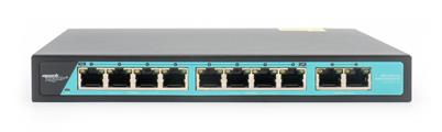 Switch 8 porte fast PoE, 2 porte uplink , fino a 250 metri, con funzione VLAN