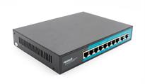 Switch 8 porte fast PoE, 2 porte uplink , fino a 250 metri, con funzione VLAN