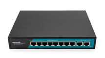 Switch 8 porte Gigabit PoE, 2 Porte Uplink Gigabit,con funzione VLAN, 150W, fino a 250 metri