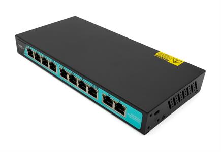 Switch 8 porte Gigabit PoE, 2 Porte Uplink Gigabit,con funzione VLAN, 120W