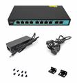 Switch 8 porte Gigabit PoE, 2 Porte Uplink Gigabit,con funzione VLAN, 120W