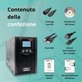 Gruppo di continuità line interactive 2400VA/1600W, onda sinusoidale pura,stabilizzatore AVR, 3 batterie 12V/8Ah, 3 uscite IEC, 1 Porta USB, 1 ports RJ45