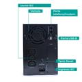 Gruppo di continuità line interactive 2400VA/1600W, onda sinusoidale pura,stabilizzatore AVR, 3 batterie 12V/8Ah, 3 uscite IEC, 1 Porta USB, 1 ports RJ45