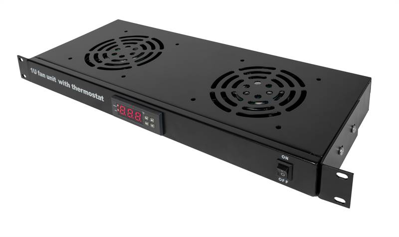 Termostato digitale con 2 ventole per armadi rack 19, colore nero