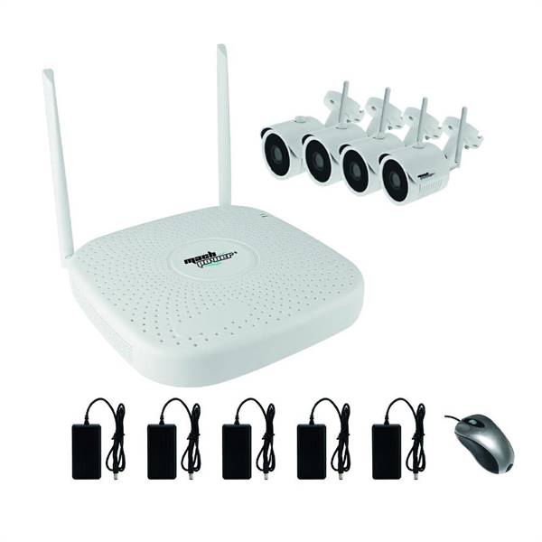 Kit Di Videosorveglianza Wi-Fi fino a 300mt, 1 NVR + 4 Telecamere IP Bullet 2MP 3,6mm,WDR, IR25M, IP66