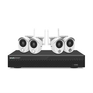 Kit Smart di dvideosorveglianza Wi-Fi fino a 300 metri, 1 NVR + 4 Telecamere Smart 2MP (2xPir/1xGas/1xAllarme sonoro), IR 30 fino a 30 metri