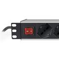 Multipresa 8 posti 10A/16A schuko/italiana per armadi rack 19, con interruttore generale