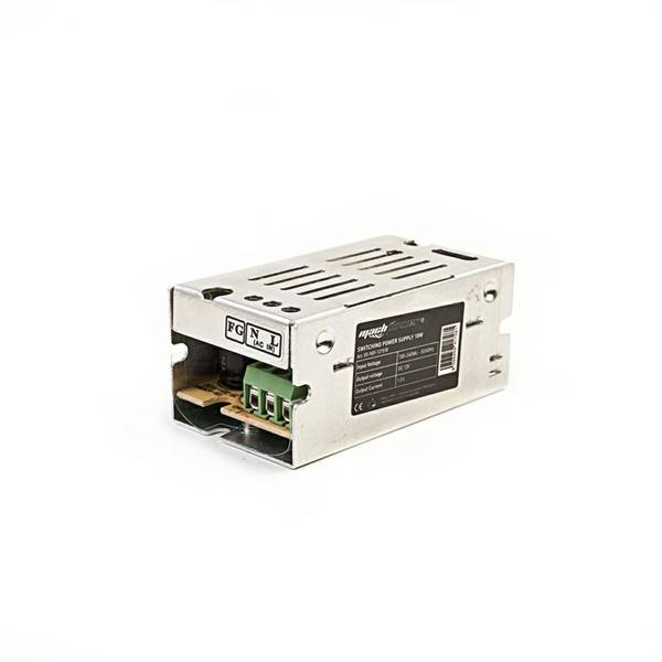 Alimentatore switching stabilizzato DC 12V 1.5A 18W, struttura in metallo
