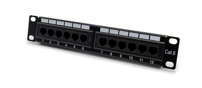 Patch panel cat6 U/UTP per armadi rack 10, colore nero