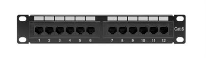 Patch panel cat6 U/UTP per armadi rack 10, colore nero