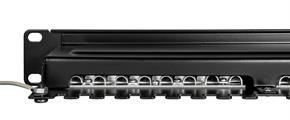 Patch panel STP Cat5e 24 porte RJ45 per armadi rack da 19, colore nero