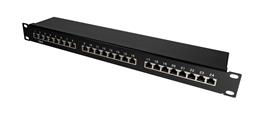 Patch panel STP Cat6 24 porte RJ45 per armadi rack da 19, colore nero