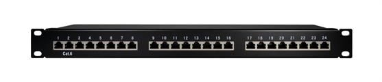 Patch panel STP Cat6 24 porte RJ45 per armadi rack da 19, colore nero