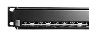 Patch panel STP Cat6 24 porte RJ45 per armadi rack da 19, colore nero