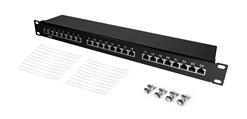 Patch panel STP Cat6 24 porte RJ45 per armadi rack da 19, colore nero