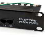 Patch panel telefonico Cat3 25 porte per armadi rack da 19, colore nero