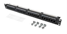 Patch panel U/UTP Cat5e 24 porte RJ45 per armadi rack da 19, colore nero