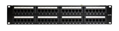 Patch panel U/UTP Cat5e 48 porte RJ45 per armadi rack da 19, colore nero