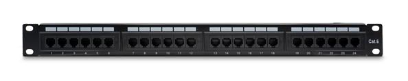 Patch panel UTP Cat6 24 porte RJ45 per armadi rack da 19, colore nero