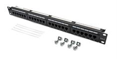 Patch panel UTP Cat6 24 porte RJ45 per armadi rack da 19, colore nero