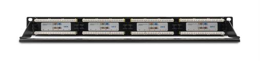 Patch panel UTP Cat6 24 porte RJ45 per armadi rack da 19, colore nero