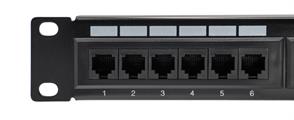 Patch panel UTP Cat6 24 porte RJ45 per armadi rack da 19, colore nero