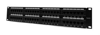 Patch panel UTP Cat6 48 porte RJ45 per armadi rack da 19, colore nero