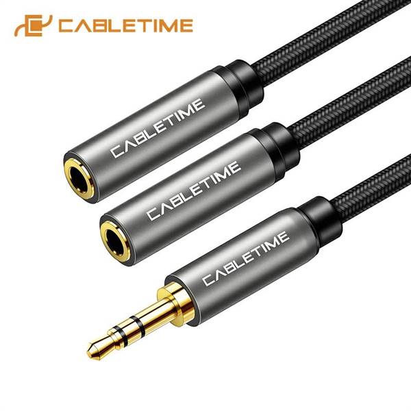 Cavo sdoppiatore stereo jack 3.5 mm, materiale nylon, colore space grey, lunghezza 30 centimetri