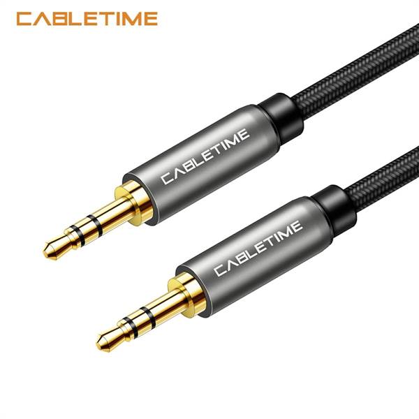 3.5mm Male to Male Aux Cable, Naylon Braided, Space Grey, 1m