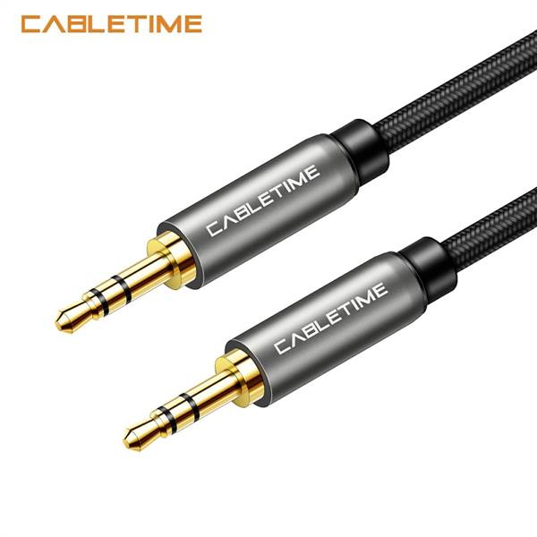 Cavo audio stereo jack 3.5mm, M/M, lunghezza 3 metri, colore grigio, cavo in nylon