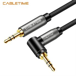 Cavo audio stereo con angolo da 90° jack 3.5mm, M/M, lunghezza 1,8 metro, colore grigio, cavo in nylon